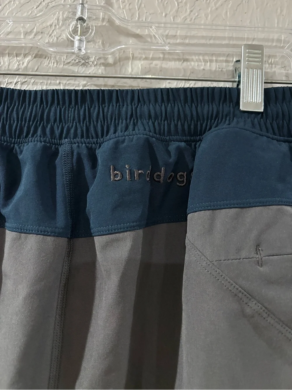Birddogs Boom for your Bombstick athletic lined workout Navy/Grey shorts sz L
